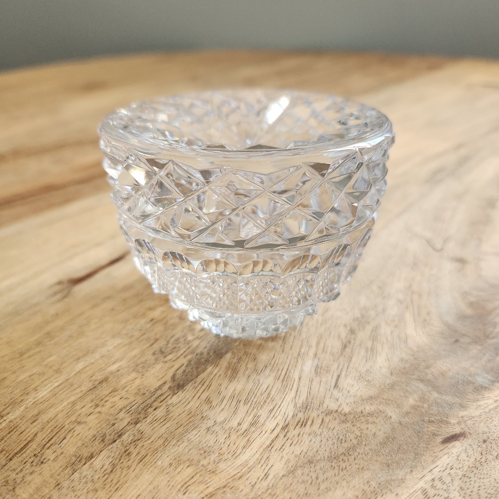 Solid Glass / Crystal Paperweight With Flat Bottom and Slightly Concave Top